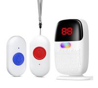 Bracelet Alarme Personne Agee, Rechargeable Alarme Maison sans Fil avec Affichage numérique, Portable Bracelet Alerte Personne agée avec 38 chansons (2 émetteur et 1 récepteur)