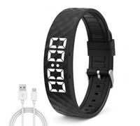 Bracelet Alarme Vibrante Silencieuse avec 8 Alarmes Programmables Montre | Réveil à Vibration Bracelet Réveil Vibrant pour Rappels Travail Sommeil Sport Réglable Homme Femme Silicone Nior