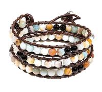Bracelet amazonite/agate noire -- 0.6 cm