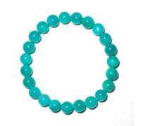Bracelet amazonite de 8 mm pour homme et femme | Bijoux en jade bleu naturel pour cristal chakra du cœur et de la gorge | Convient pour poignet de 17,8 cm | Pierres précieuses porte-bonheur pour les