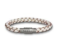 Bracelet Amello Blanc Bracelet Homme Environ 20,5cm Cuir De Vachette Acier Inoxydable Ama474w20