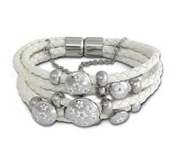 Bracelet Amello Blanc Gris Bracelet Femme Cuir Acier Inoxydable Laq001w1