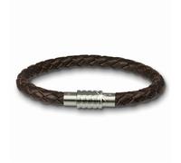 Bracelet Amello Marron Bracelet Homme Environ 22cm Cuir De Vachette Acier Inoxydable Ama474n22