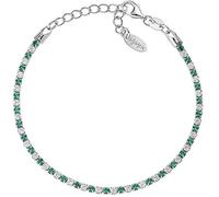 AMEN Bracelet BTABBVE16 argent bicolore femme tennis avec pierres blanches et vertes