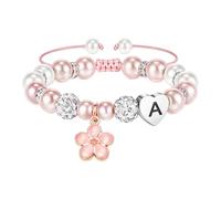 Bracelet Amitié Fille Perle Fleur A, Bijoux Fille Enfant Cadeau 10 Ans | Alliage , Perle plastique , Extensible , Enfant & Ado , Quotidien , Anniversaire