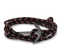 Bracelet ancre noire avec cordon en polyester