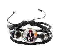 Bracelet Anime Bleach Cosplay Kurosaki Ichigo Hitsugaya Toushirou Cartoon Figure Glass Dome Leather Bracelets Cadeaux pour fans Fashion, 20 mm, Verre