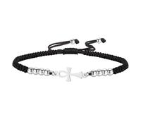 Bracelet Ankh Cross Égyptien fait main en perles tressées Bracelet de cheville pour couple Clé de vie ajustable Croix religieuse Amulette de l'Égypte antique Bijoux Cadeau Femmes Hommes (Or 2)