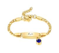 Bracelet Anniversaire Enfant Personnalisé, Bracelet Gourmette Figaro Or Réglable Gravé Prénom Pierre de Naissance, Cadeau de Baptême Anniversaire Enfant Bijoux pour Bébés Filles Garçons (9.Septembre)