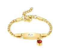 Bracelet Anniversaire Enfant Personnalisé, Bracelet Gourmette Figaro Or Réglable Gravé Prénom Pierre de Naissance, Cadeau de Baptême Anniversaire Enfant Bijoux pour Bébés Filles Garçons (Janvier)