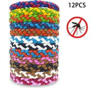 Bracelet anti-insectes - jeu de 12, bicolore, en matériau PU, résistant à l'eau, idéal pour les femmes, les hommes, les bébés et les enfants