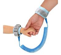 Bracelet Anti Perte Enfant 2,5 m avec ordon Extensible en Acier 304, Harnais Poignet Sécurité Enfant avec Rotation 360°, pour Voyage, Courses, Parc, Gare et Lieux Fréquentés Publics (Bleu)