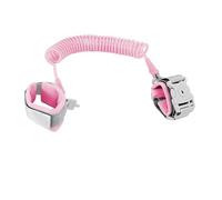 Bracelet Anti Perte Enfant 2,5 m avec Clé, Harnais Poignet Sécurité Enfant avec Rotation 360°, Cordon Extensible en Acier 304, pour Voyage, Courses, Parc, Gare et Lieux Fréquentés Publics (Rose)