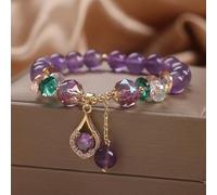 Bracelet antique en améthyste naturelle avec pendentif cinq fleurs pour bracelet en cristal (C)
