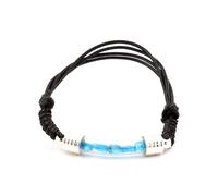 Bracelet Apatite Bleu Neon Brut. Couleur Noir.
