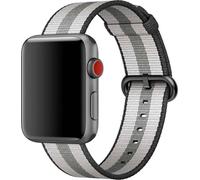 Bracelet Apple en nylon tissé pour l'Apple Watch Series 1 à 10 / SE / Ultra (2) (44/45/46/49 mm) - Rayures noires