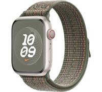 Bracelet Apple Nike Sport Loop pour Apple Watch Series 1 à 9 / SE (38/40/41 mm) | Series 10 (42 mm) - Séquoia/Orange