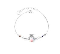Bracelet Argent 925 Femme,Bracelets D'Amitié en Argent S925 Luciole Brillante Insecte De Pierre De Lune Coloré Bracelet Réglable Bijoux De Mode Cadeau pour Les Femmes Fille Fille
