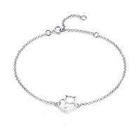 Bracelet Argent Femme,Créatif Charmant Bracelet en Argent Simple Creux Amour Coeur Chat Bracelet en Argent pour Femme Argent Amitié Bracelets Cadeaux pour Petite Amie Femme Mère