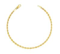 Bracelet Argent Massif 925-000 Doré - Maille Corde 3mm - L'ATELIER D'AZUR - Femme - Poids Indicatif 5.50gr