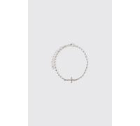 Bracelet argenté à pendentif croix homme - ONE SIZE, argent