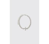 Bracelet argenté à pendentif croix homme - ONE SIZE, argent