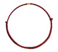 Bracelet artisanal en corde rouge avec perles dorées - Longueur réglable - Pour femme