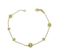 Bracelet avec 6 pépites en or jaune de 18 carats de 19 cm de long et chaîne renforcée. Poids : 2,95 g d'or 18k