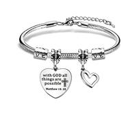 Bracelet avec inscription « I Can Do All Things Through Christ » - Cadeau chrétien pour femme - Avec verset de la Bible - Pour la famille, les amis, Diameter 6 cm / 2.36 inch, Acier inoxydable