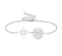 Bracelet avec nœud de sorcière bracelet tétragramme pentagramme pendentif nœud celtique nom de Dieu corde tressée réglable protection de sorcellerie bijoux païens pour femmes et hommes (Argent 2)