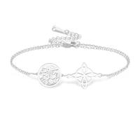 Bracelet avec nœud de sorcière bracelet tétragramme pentagramme pendentif nœud celtique nom de Dieu corde tressée réglable protection de sorcellerie bijoux païens pour femmes et hommes (Argent 1)