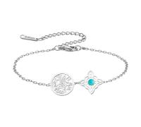 Bracelet avec nœud de sorcière et pentagramme tétragramme - Bracelet réglable avec nœud celtique et pendentif turquoise - Nom de Dieu protection sorcellerie païenne - Bijoux païens pour femmes et