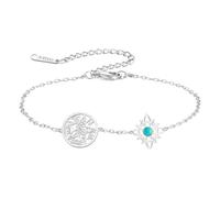 Bracelet avec nœud de sorcière et pentagramme tétragramme - Bracelet réglable avec nœud celtique et pendentif turquoise - Nom de Dieu protection sorcellerie païenne - Bijoux païens pour femmes et