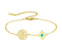 Bracelet avec nœud de sorcière et pentagramme tétragramme - Bracelet réglable avec nœud celtique et pendentif turquoise - Nom de Dieu protection sorcellerie païenne - Bijoux païens pour femmes et