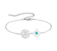 Bracelet avec nœud de sorcière et pentagramme tétragramme - Bracelet réglable avec nœud celtique et pendentif turquoise - Nom de Dieu protection sorcellerie païenne - Bijoux païens pour femmes et