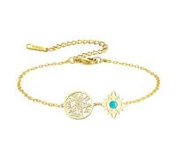 Bracelet avec nœud de sorcière et pentagramme tétragramme - Bracelet réglable avec nœud celtique et pendentif turquoise - Nom de Dieu protection sorcellerie païenne - Bijoux païens pour femmes et