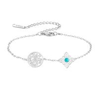 Bracelet avec nœud de sorcière et pentagramme tétragramme - Bracelet réglable avec nœud celtique et pendentif turquoise - Nom de Dieu protection sorcellerie païenne - Bijoux païens pour femmes et