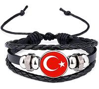 Bracelet avec pendentif drapeau national de la Turquie 2018 Bracelets tressés en cuir, bracelets de football Drapeaux d'équipe Bracelets tressés avec bracelet à main pratique