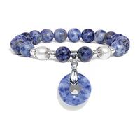 Bracelet avec pendentif en pierre naturelle verte - Perles d'eau douce naturelles - Pour homme et femme - Bijoux en cristal, 6. Sodalite, 23 cm
