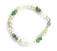 Bracelet avec perles baroques polies en aigue marine, cristal de roche et apatite bleue-verte, alternées avec perles d'eau douce. Fermoir en argent 925 (17)