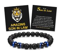 Bracelet avec perles en corde élastique pour garçons et hommes pour anniversaire, Noël, Saint-Valentin, remise de diplôme, pères, Pâques, 7.8, Pierre, Pas de gemme