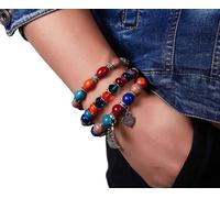 Bracelet avec perles et pendentifs - éléphant, aile, amour, acrylique, taille universelle, trois variantes de couleurs