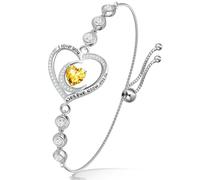 Bracelet avec pierre de naissance pour femme - Cadeau de Noël - Bracelet rivière luxueux en argent sterling 925 avec inscription « I Love You » - Bijoux d'anniversaire, cadeaux d'anniversaire pour