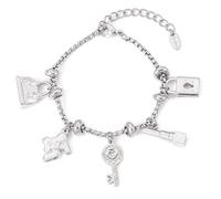 Bracelet avec serrure à clé en forme de cœur pour femme - Bracelet élégant pour femme - Texture en alliage - Cadeau idéal pour les femmes, 16 + 5 cm, alliage, 16+5cm, Métal