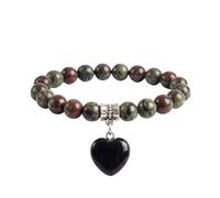 Bracelet avec véritables pierres naturelles et pendentif en forme de cœur, énergie positive, harmonie intérieure et protection spirituelle, amour et bien-être