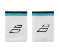 Babolat - Poignet Éponge Modèle Terry Jumbo Wristband, Blanc/Bleu, Taille Unique, Absorption Rapide de la Transpiration, Largeur : 10,5 cm, Accessoire Sportif