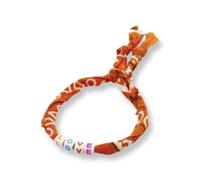 Bracelet Bandana Personnalisé Prénom - Perles Carrés Dorées ou Multicolore en Coton Bio - Fait Main - Bijou de Vacances - Cadeau Femme ou Fille