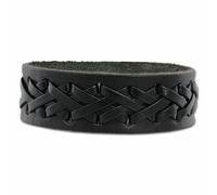 Bracelet Bande Croisée Silberdream Noir Unisexe - Cuir De Vachette Tannée - La5654s