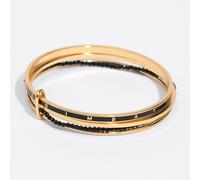 Bracelet bandes métal doré cristaux logo noir UN