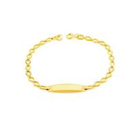 Bracelet Bebe Fille Enfant Or Jaune 18 Carats Personnalisee Esclave Rombo Mat et Brillant 12 cm - Certificat de Garantie - Mondepetit - 1584